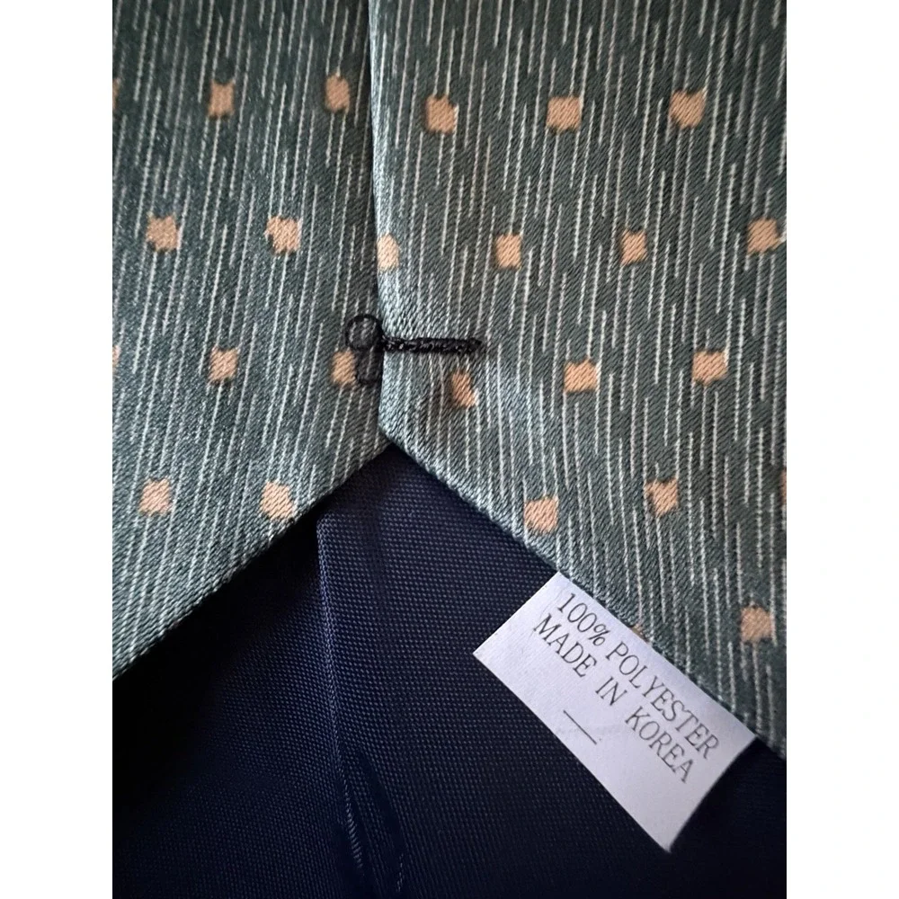 Cravatteville Neckwear Tie Green Gold Geometric Abstract Pattern Polyester JBHS